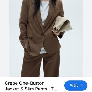 Excellent Condition! Brown Crepe One-Button Jacket #04